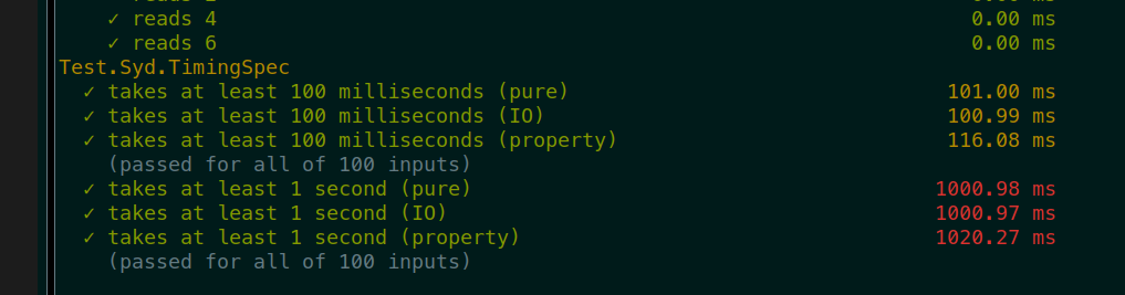 Individual test execution timing