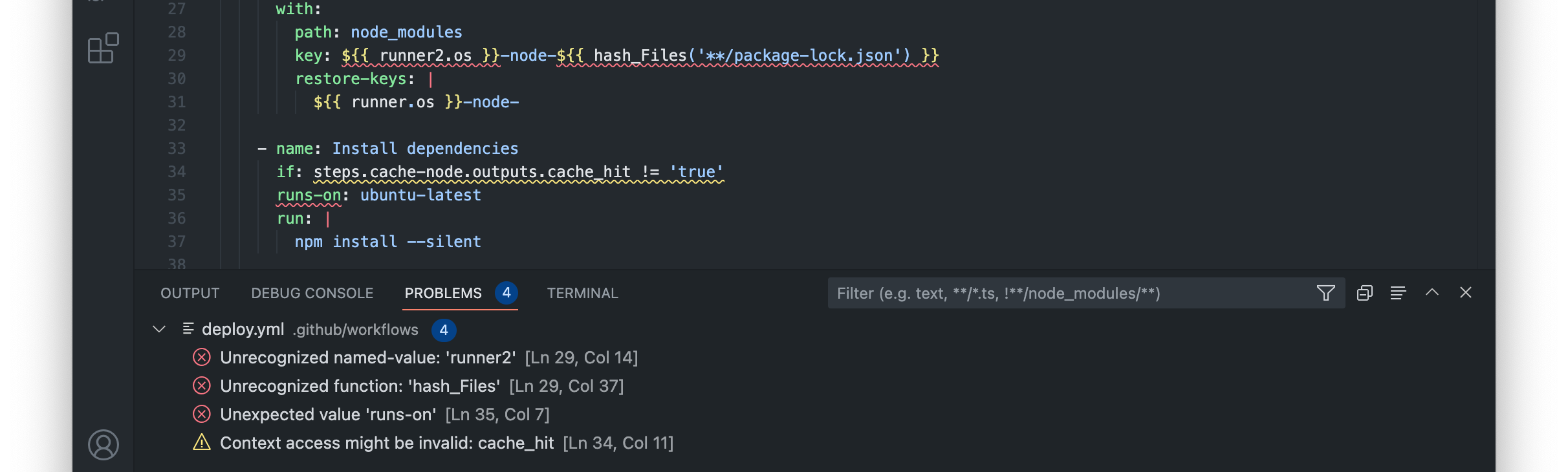 Validation for YAML keys and expressions