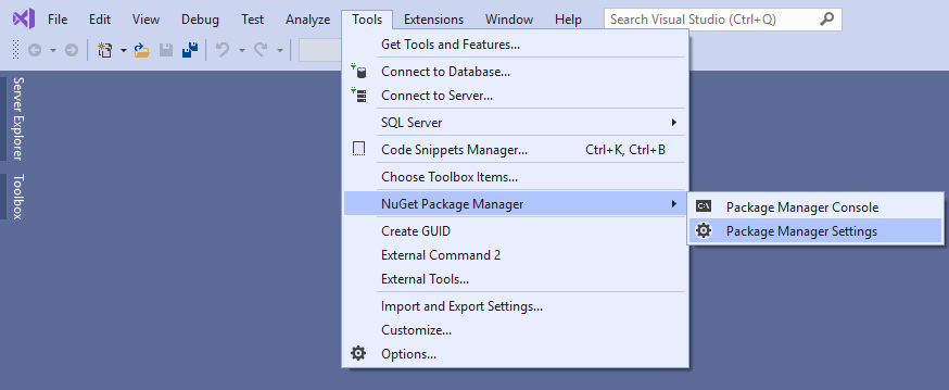 Open the "Package Manager Settings"