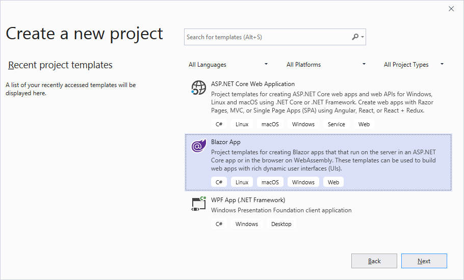 Create New ASP.NET Core Web Application Project"