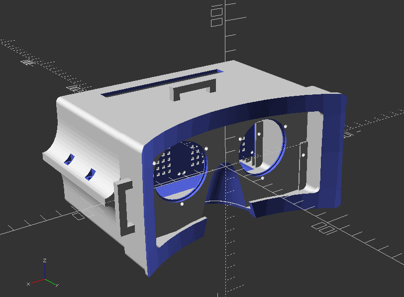 An OpenSCAD render of the headset