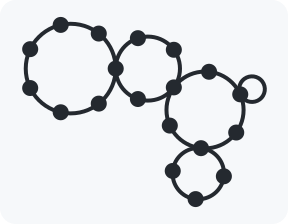 Multiring comprising 18 data nodes arranged in 5 rings at 3 levels