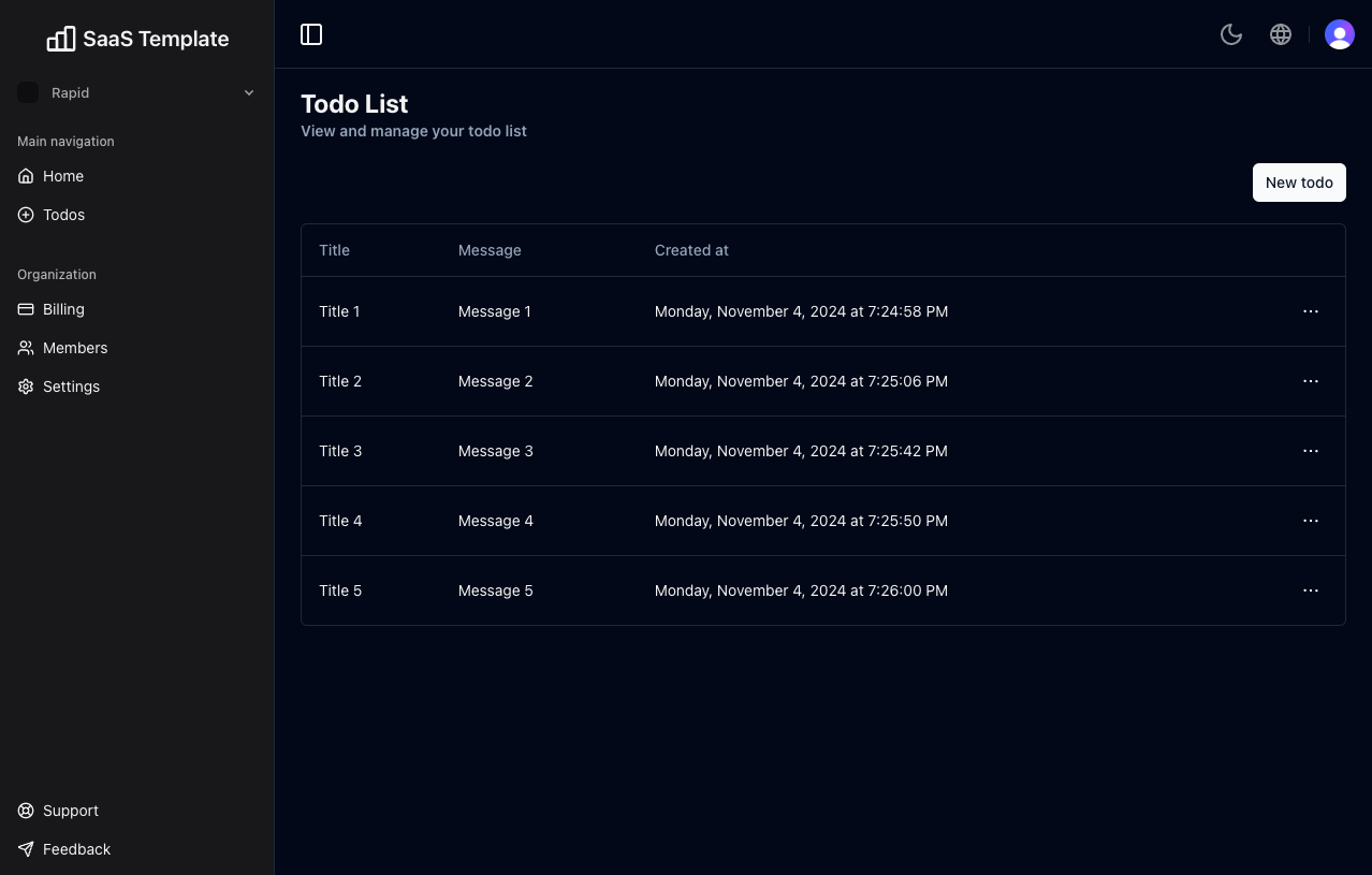 Next.js Boilerplate SaaS User Dashboard Sidebar