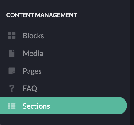 Screenshot showing content management config in admin