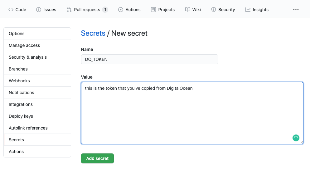 Github Repo Secrets