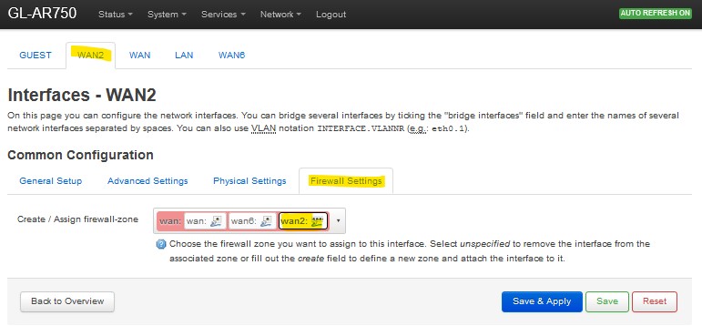 Firewall settings