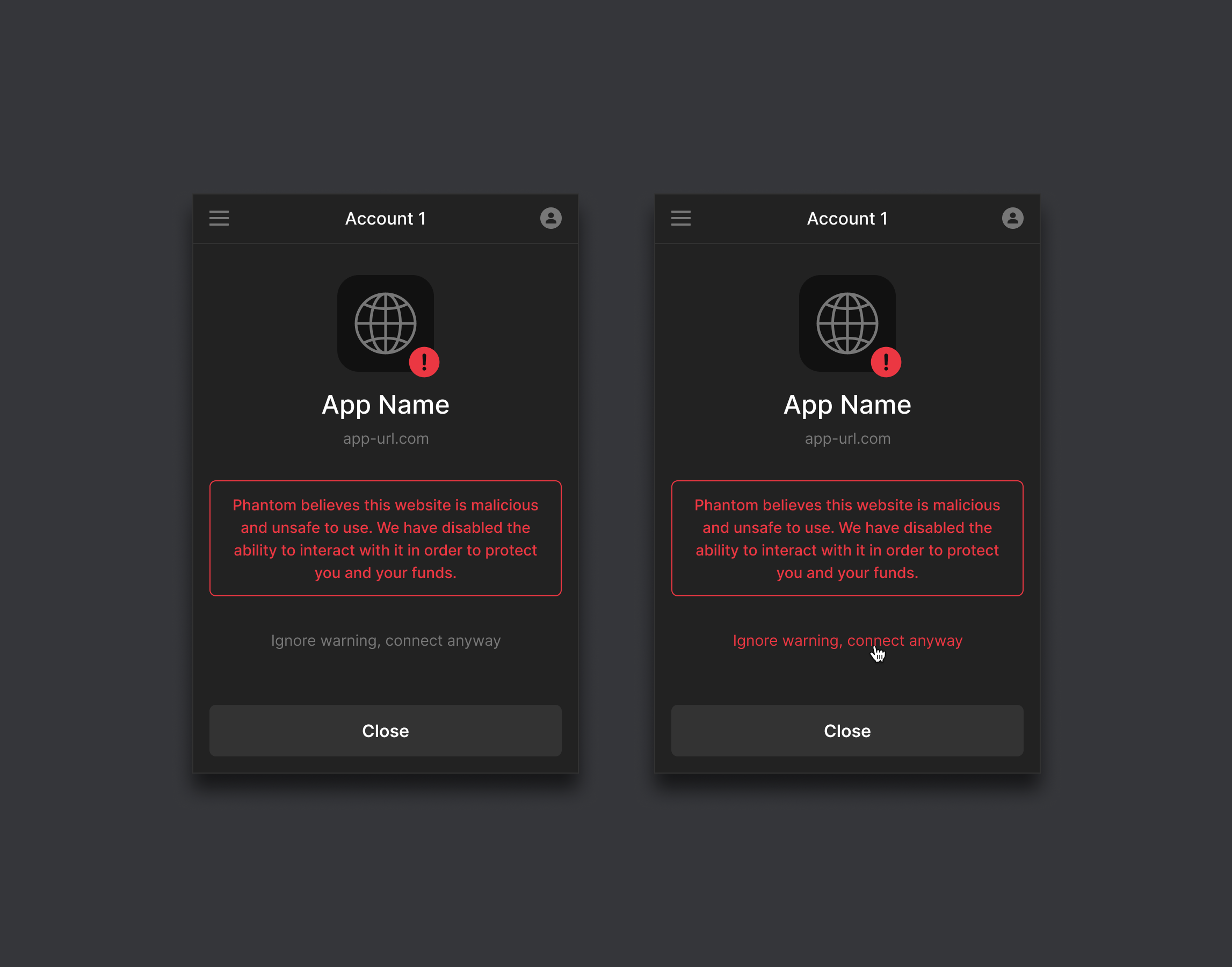 Phantom Blocklist dApp Connect Screen