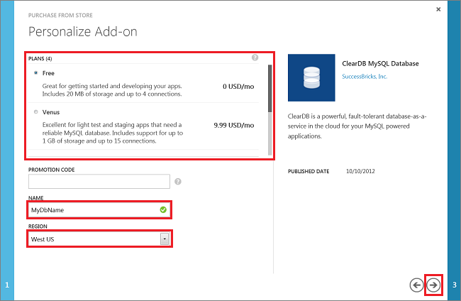 Purchase MySQL database from store