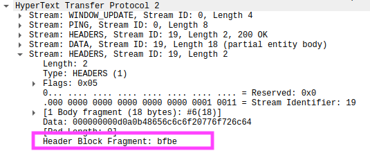 Wireshark HTTP/2 headers failure