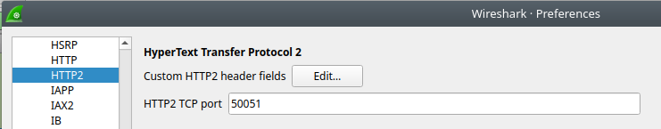 Wireshark HTTP2 setting