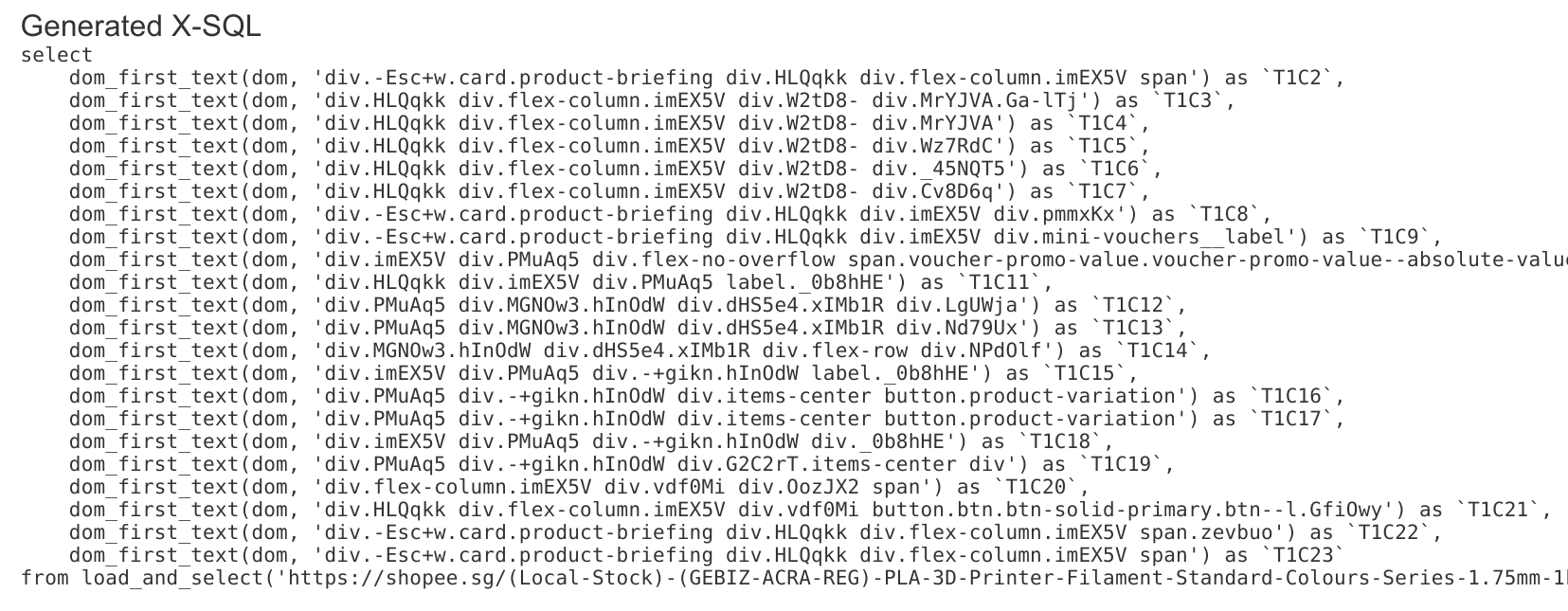 Auto Generated SQL