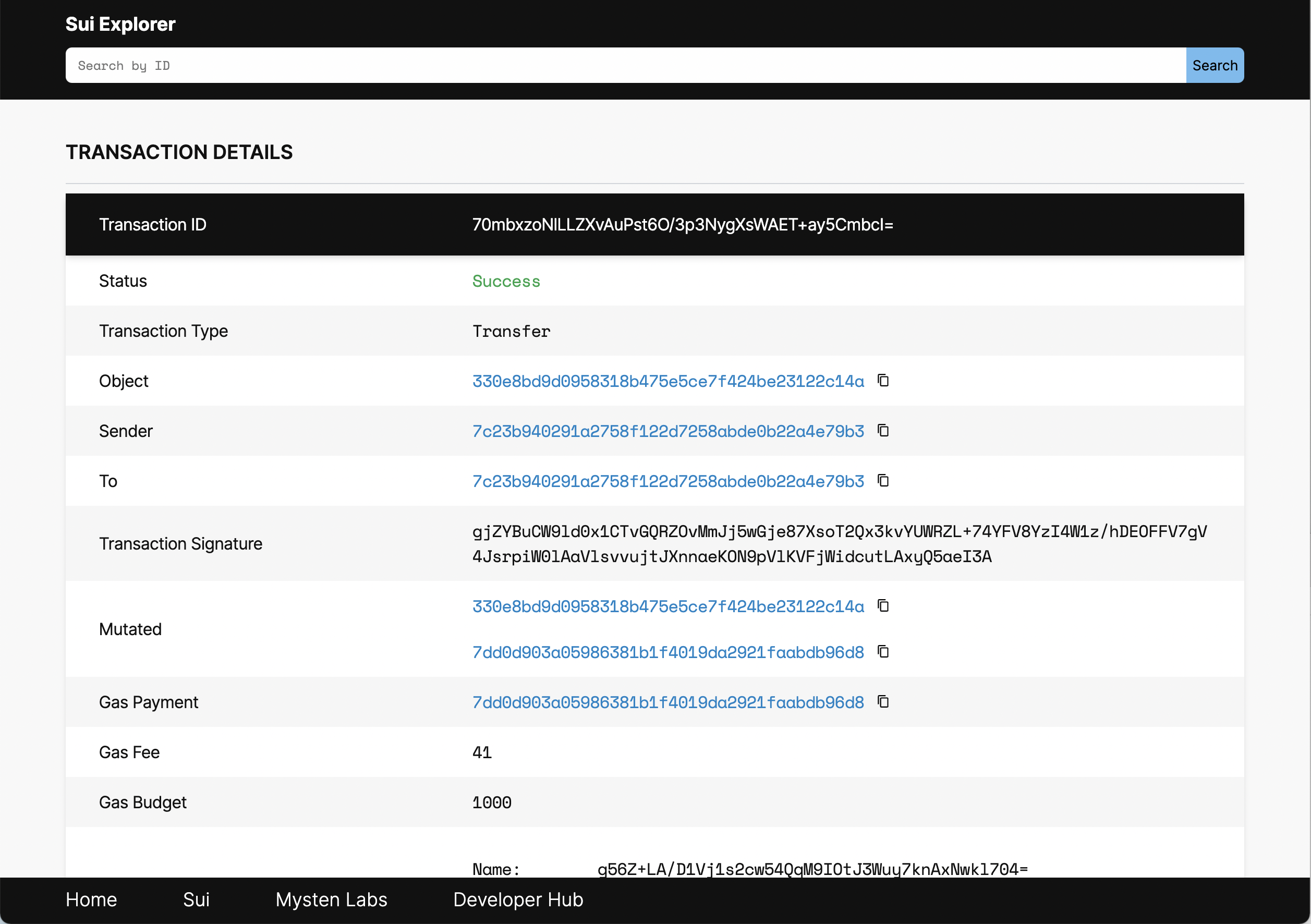 Transaction details