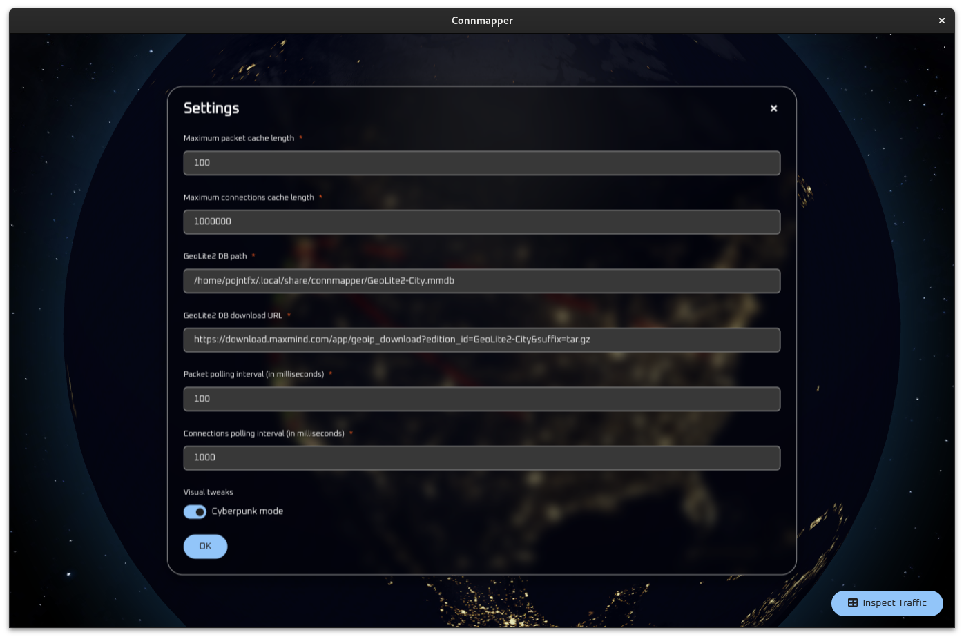 A screenshot of the settings dialog