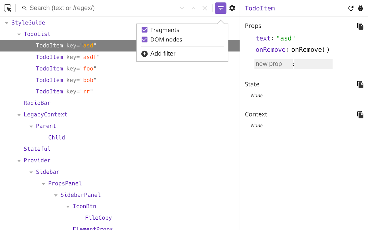 Screenshot of Preact devtools