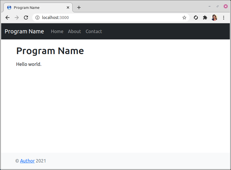 Node.js Bootstrap starter template screenshot.