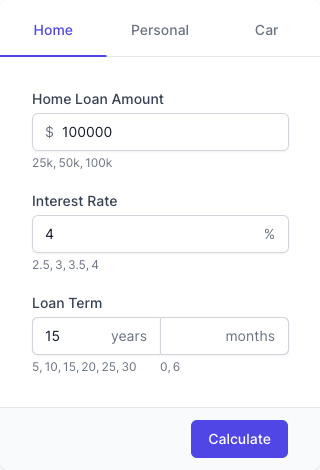 EMI Calculator Input Form