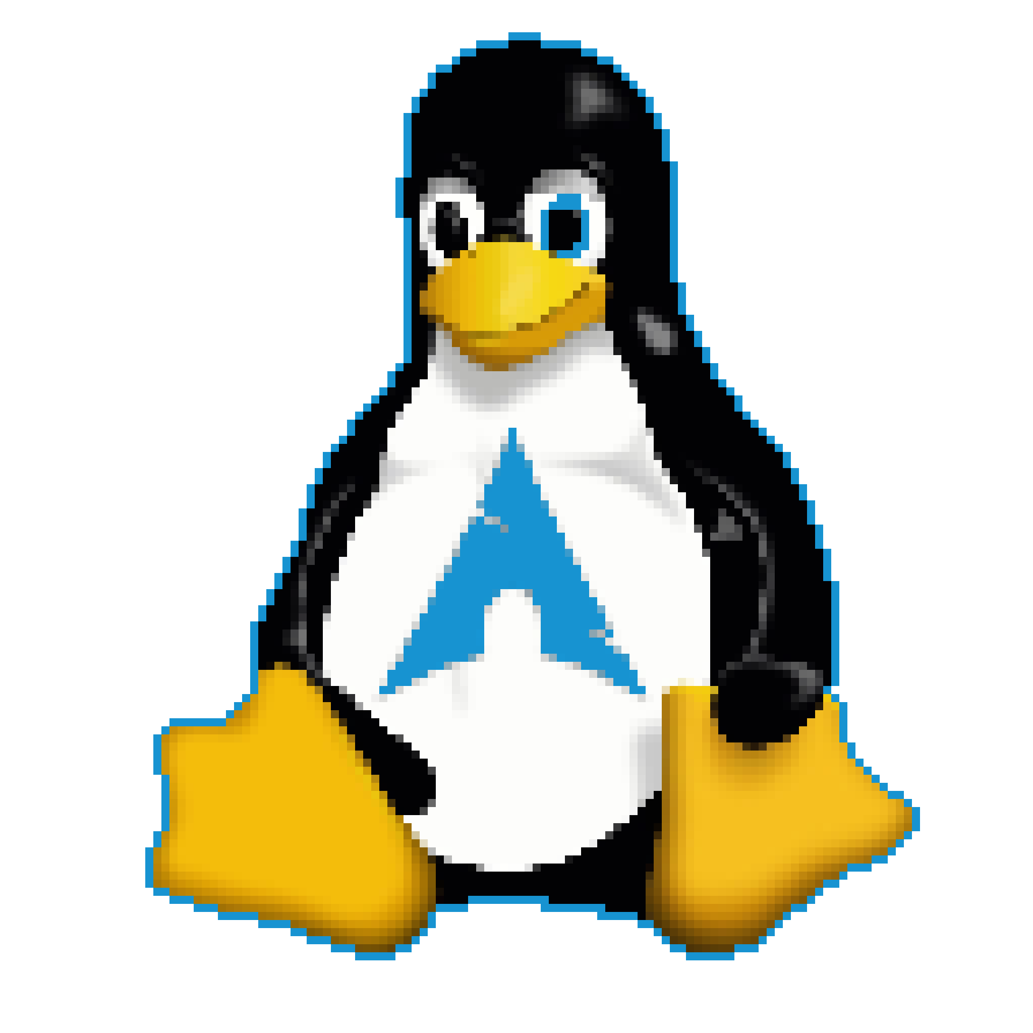 Tux the penguin adorned with Arch Linux merch