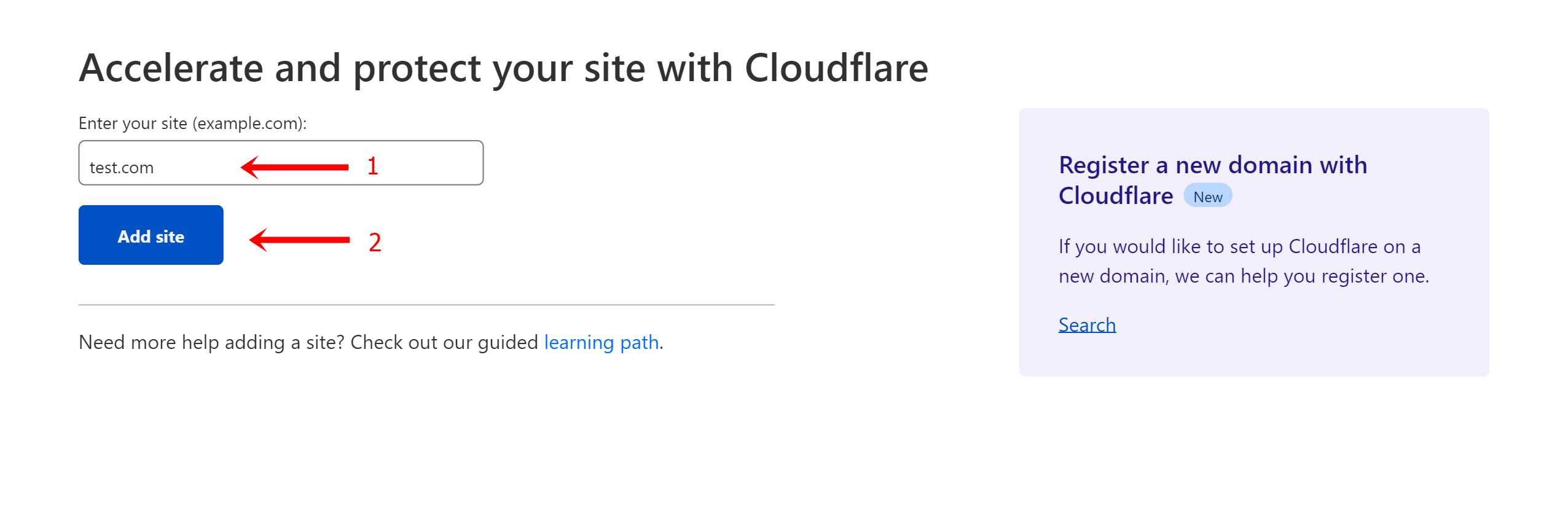 cloudflare add site