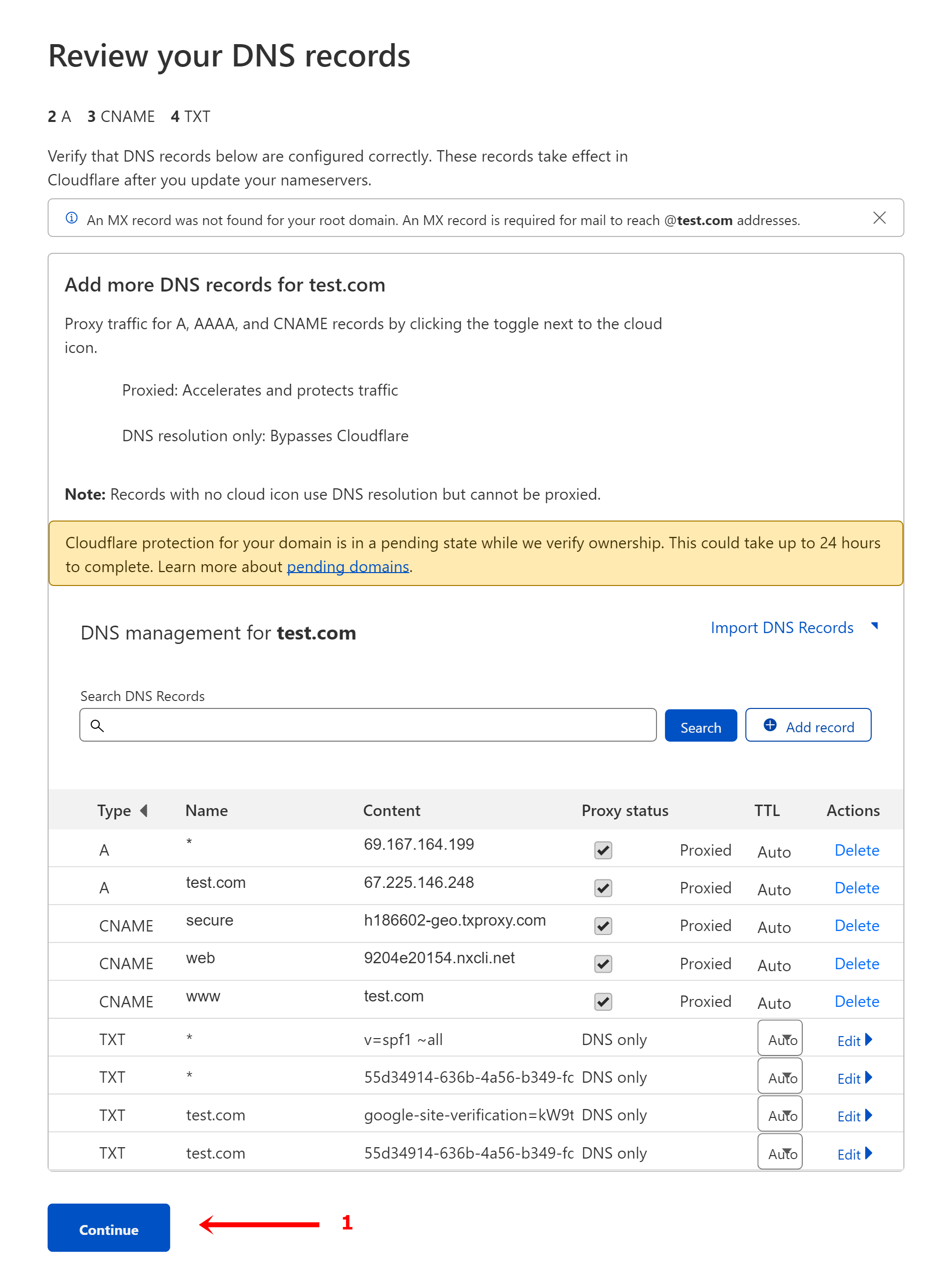 cloudflare add site