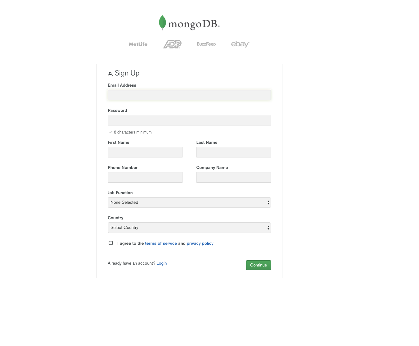 Mongodb register