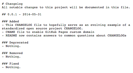 Changelog Example
