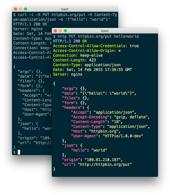 HTTPie compared to cURL