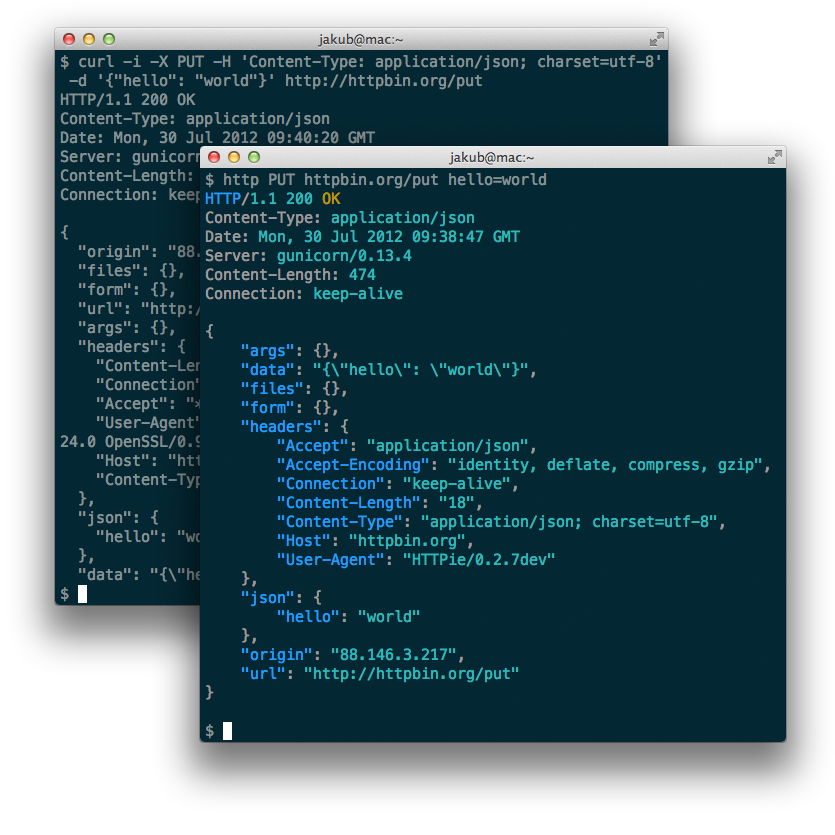 HTTPie compared to cURL