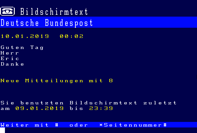 Bildschirmtext Login