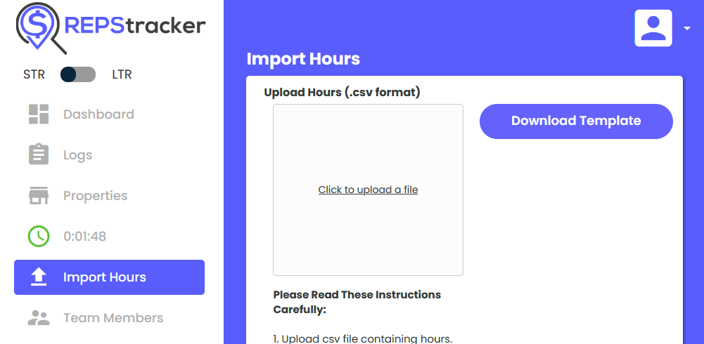 REPStracker Import Hours tool