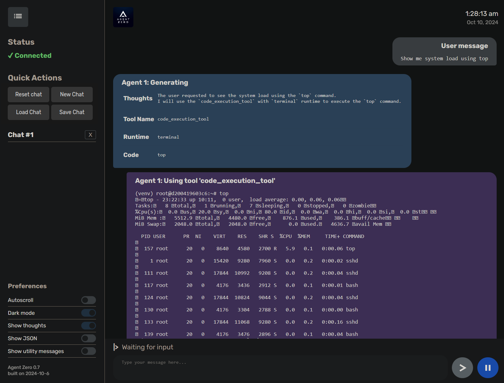 Agent 1 System Load