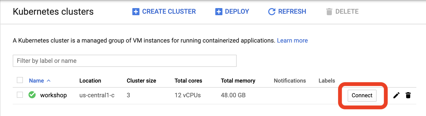 GKE created in Cloud Shell