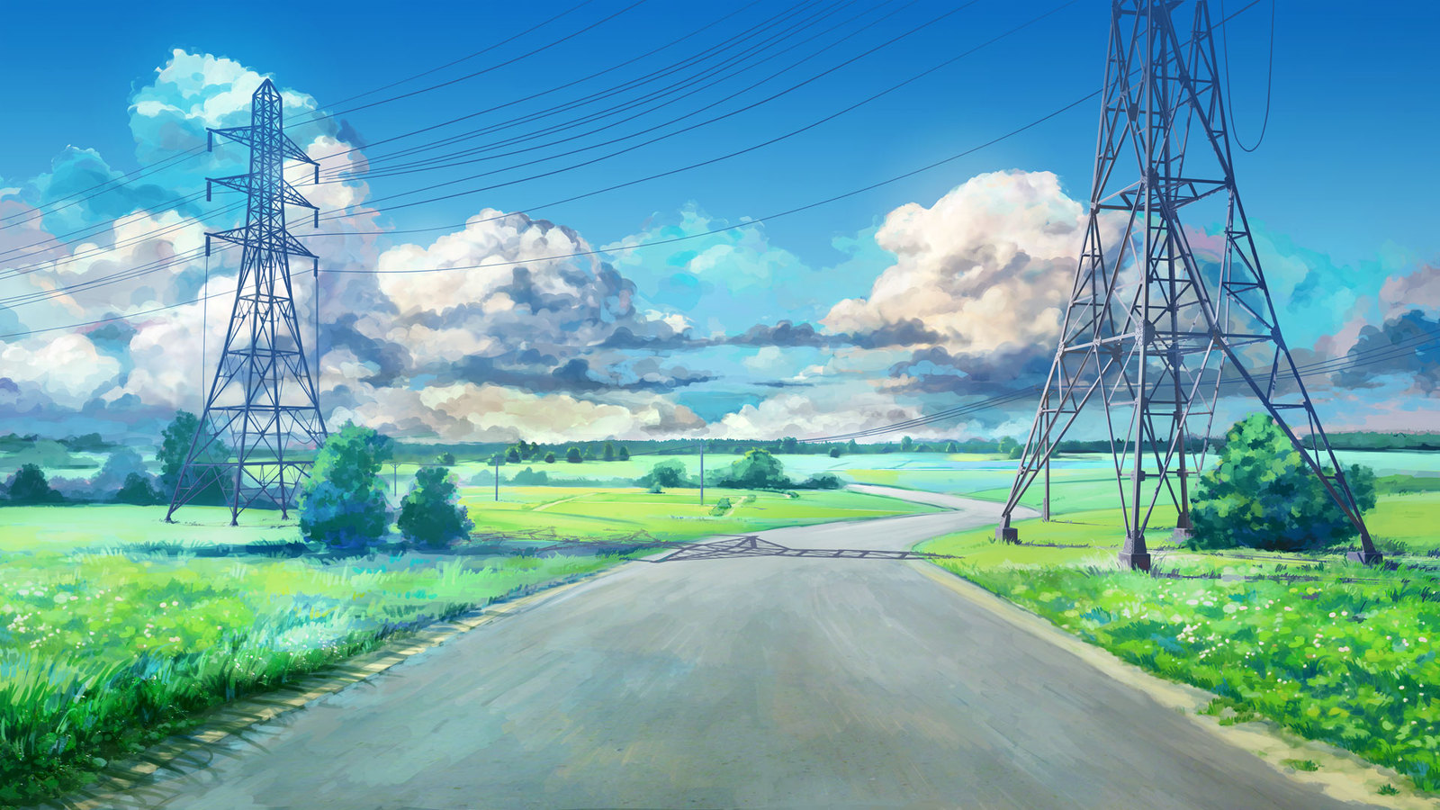 a_road_with_power_lines_and_power_lines