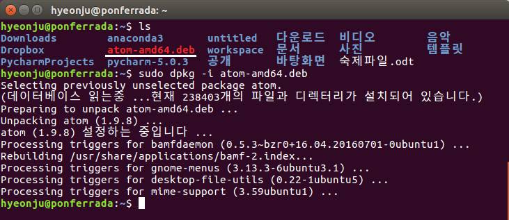 install_atom 터미널