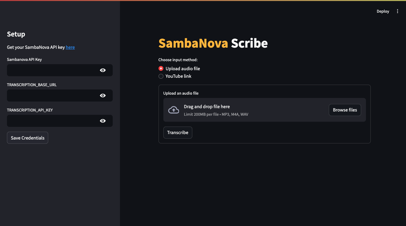 capture of sambanova scribe demo