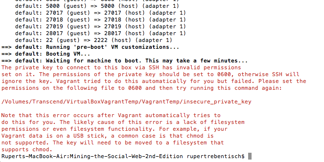 SSH error when trying to use a keyfile with unrestricted access privileges