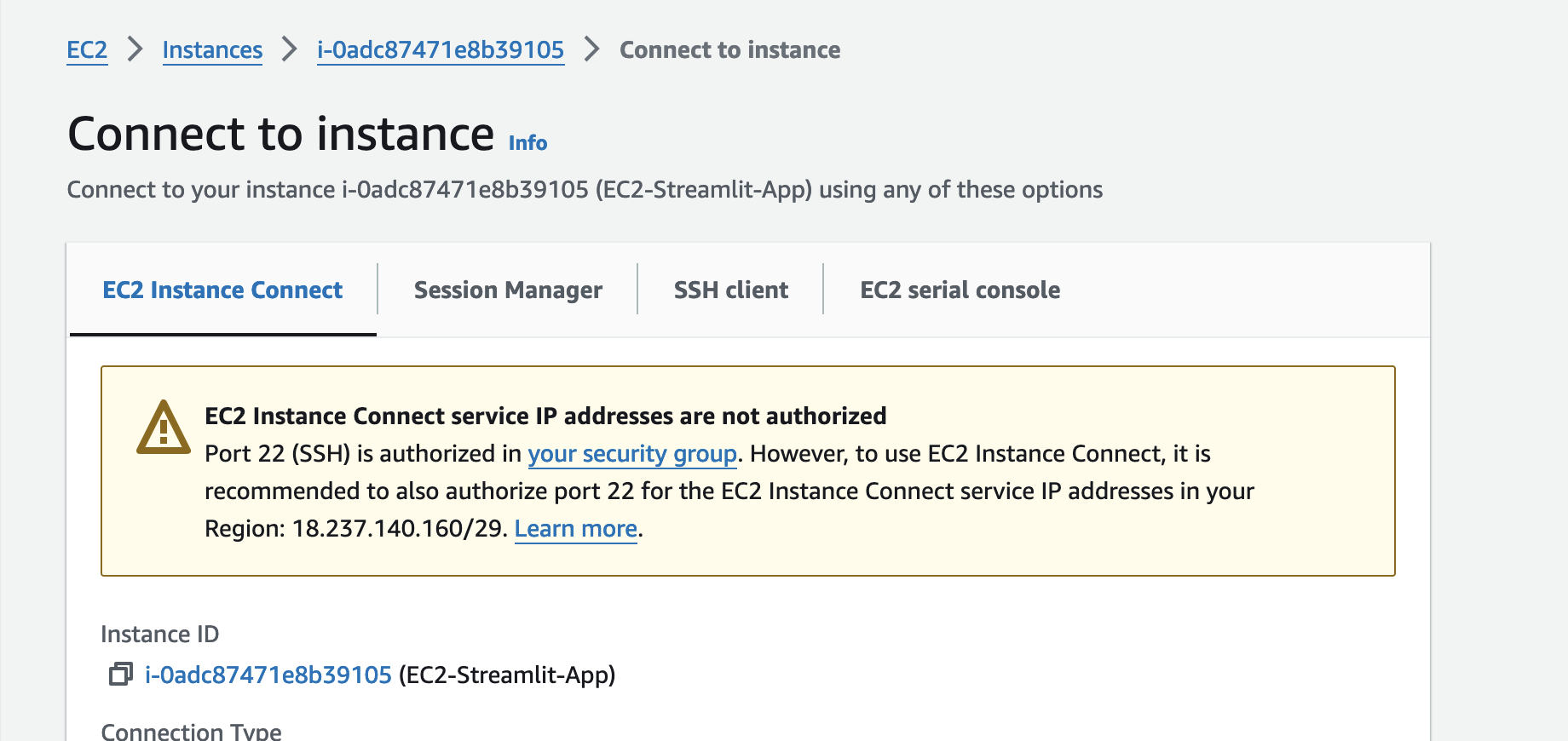 ec2 ssh error