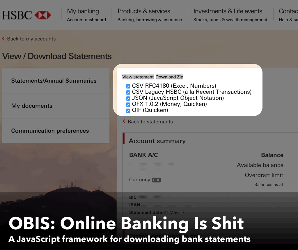 Screenshot of HSBC UK parser