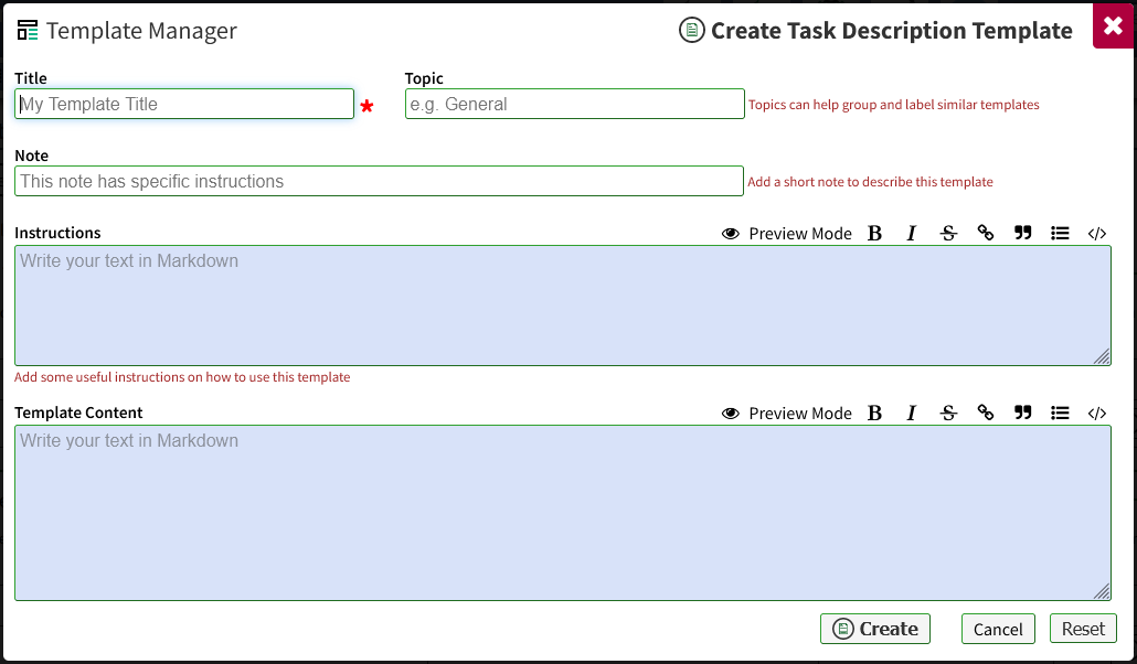 Template Manager