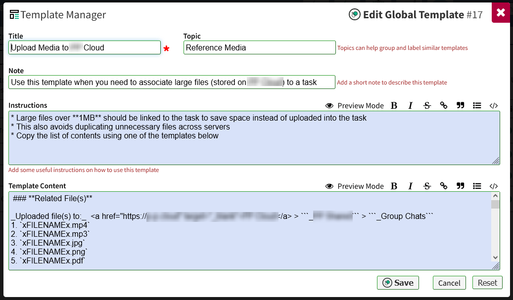 Template Manager