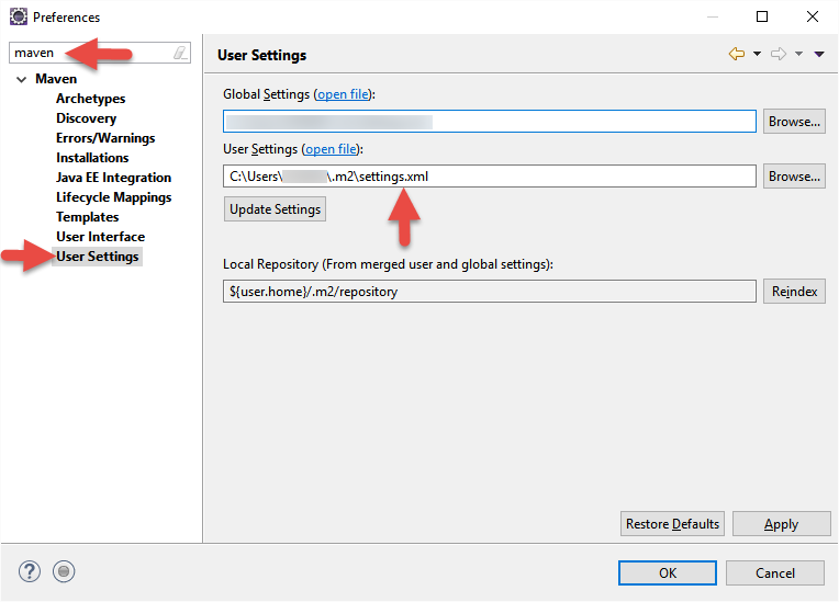 Maven Settings Configuration