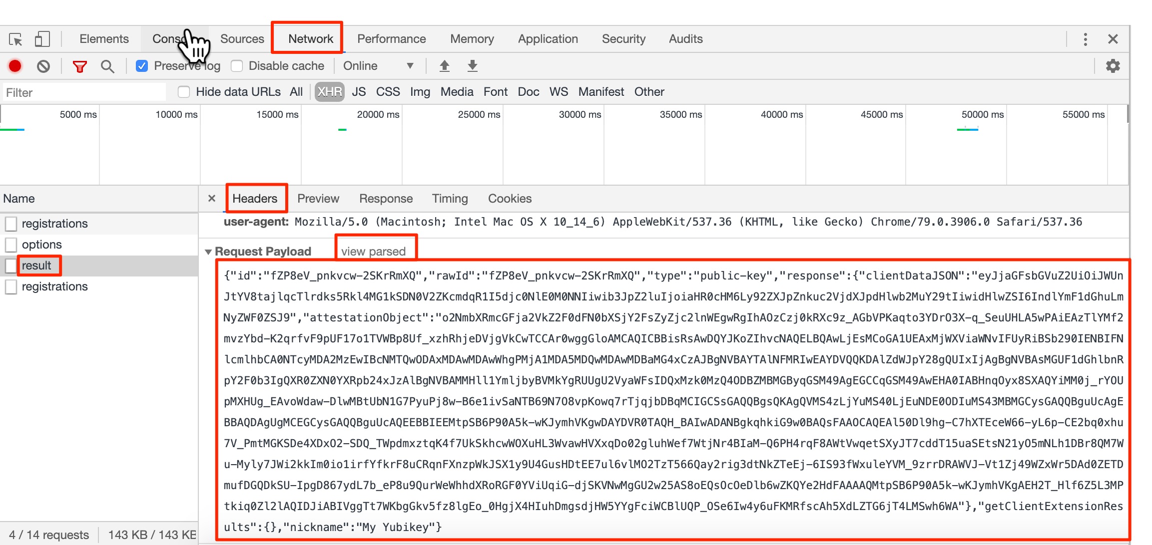 Extract JSON of result payload