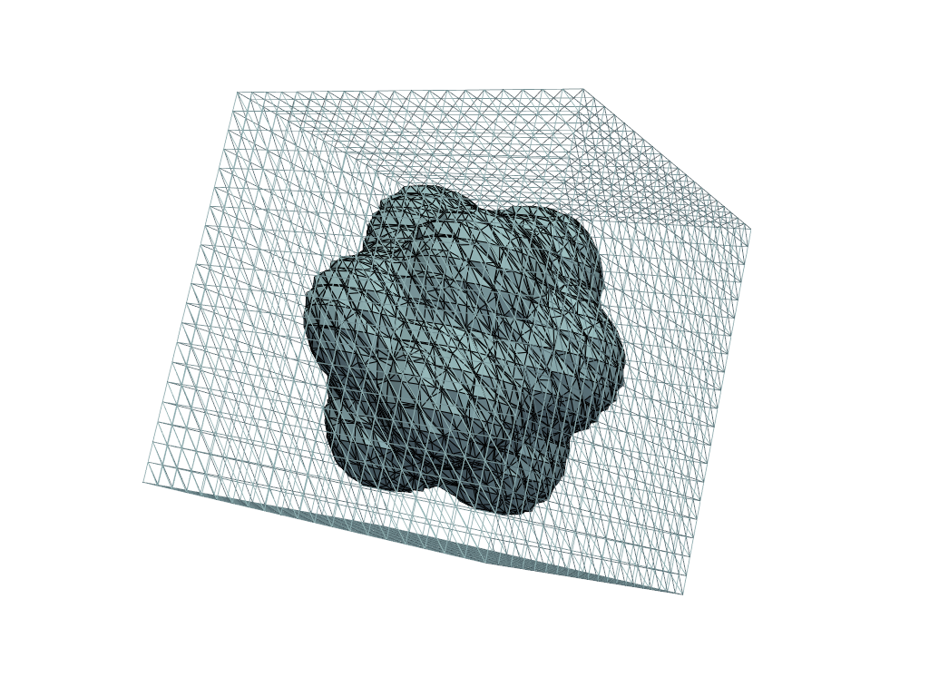 Regular mesh cut by zero contour line of a popcorn level set function