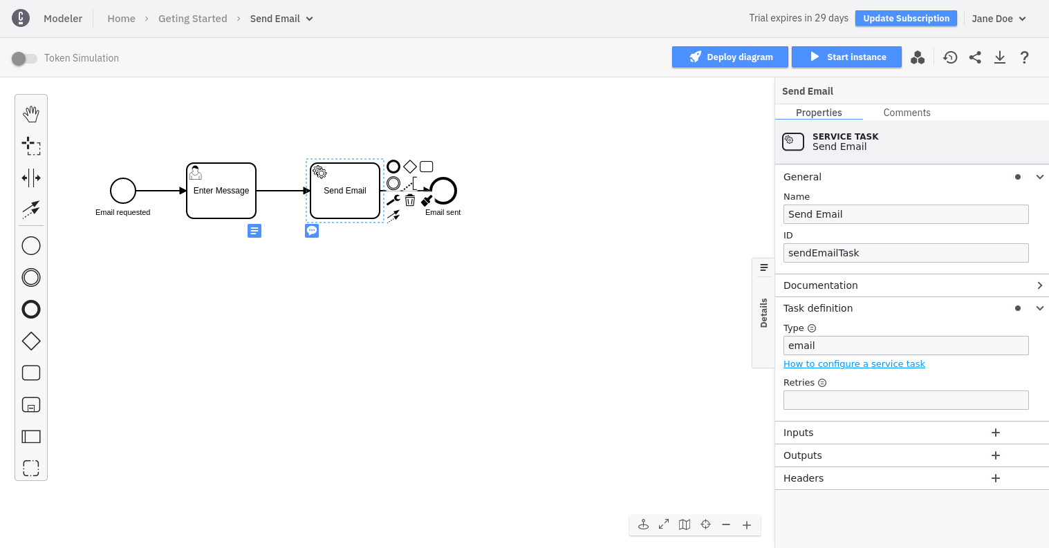 Configure service task