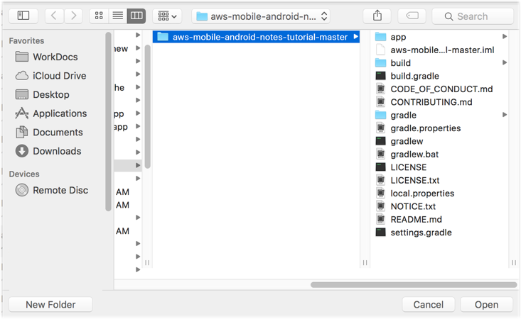 Find MyNotes folder in the Android Studio project explorer