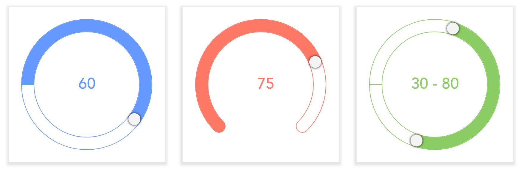 vue-round-slider - circle slider, pie shape slider, range slider