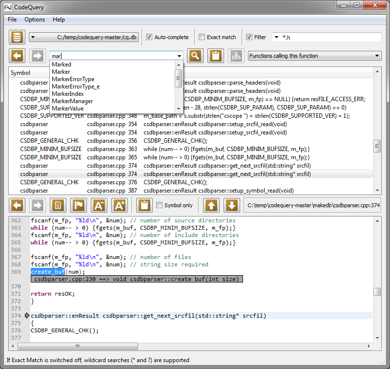 CodeQuery screenshot