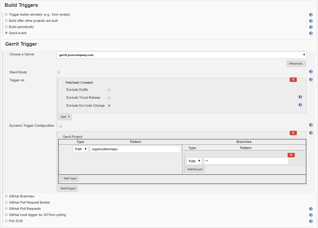 Gerrit Trigger configuration