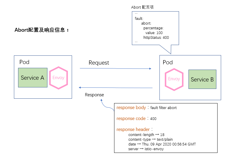 注入 Abort 类型故障时请求响应信息