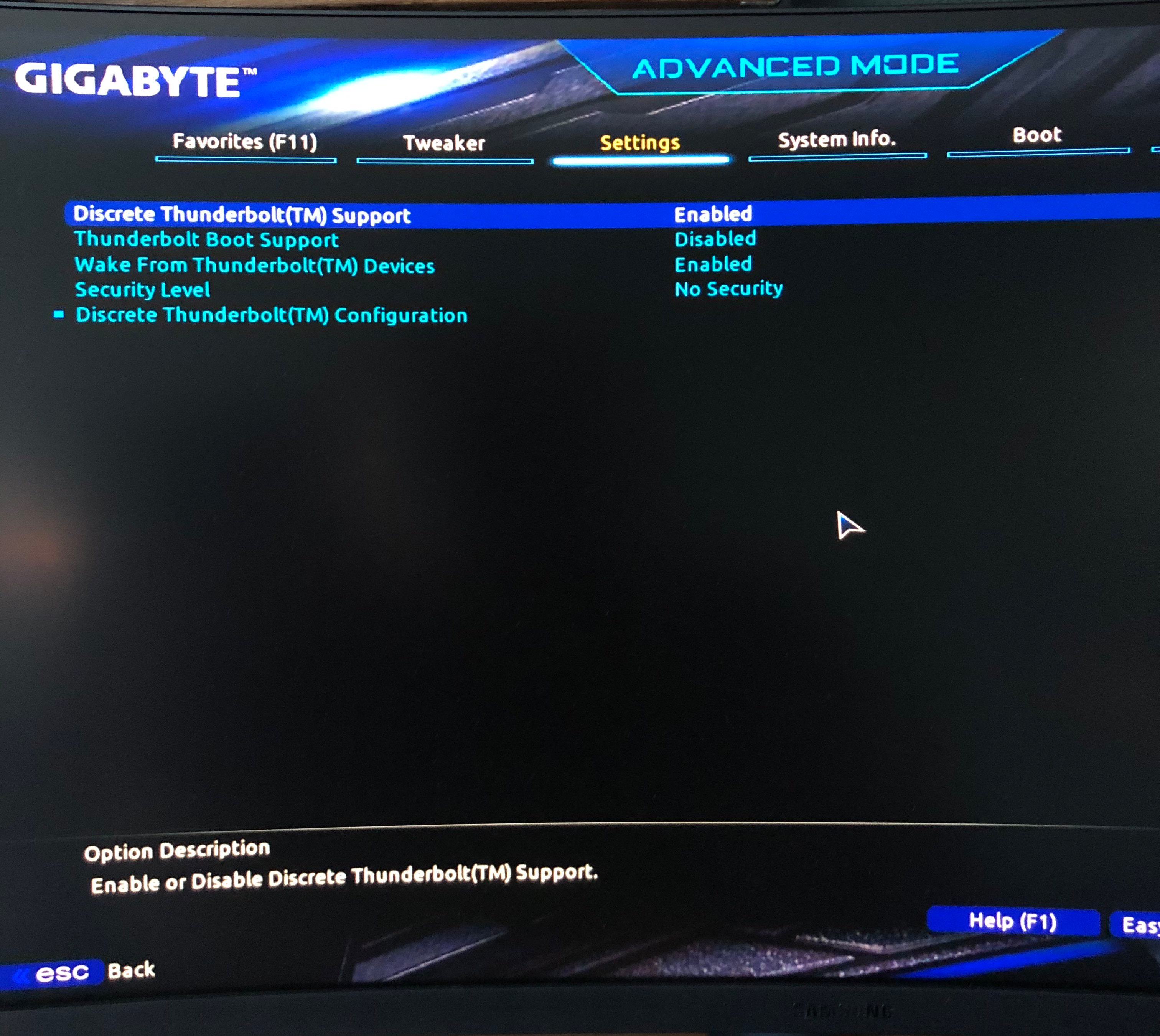 Thunderbolt 3 BIOS settings 1