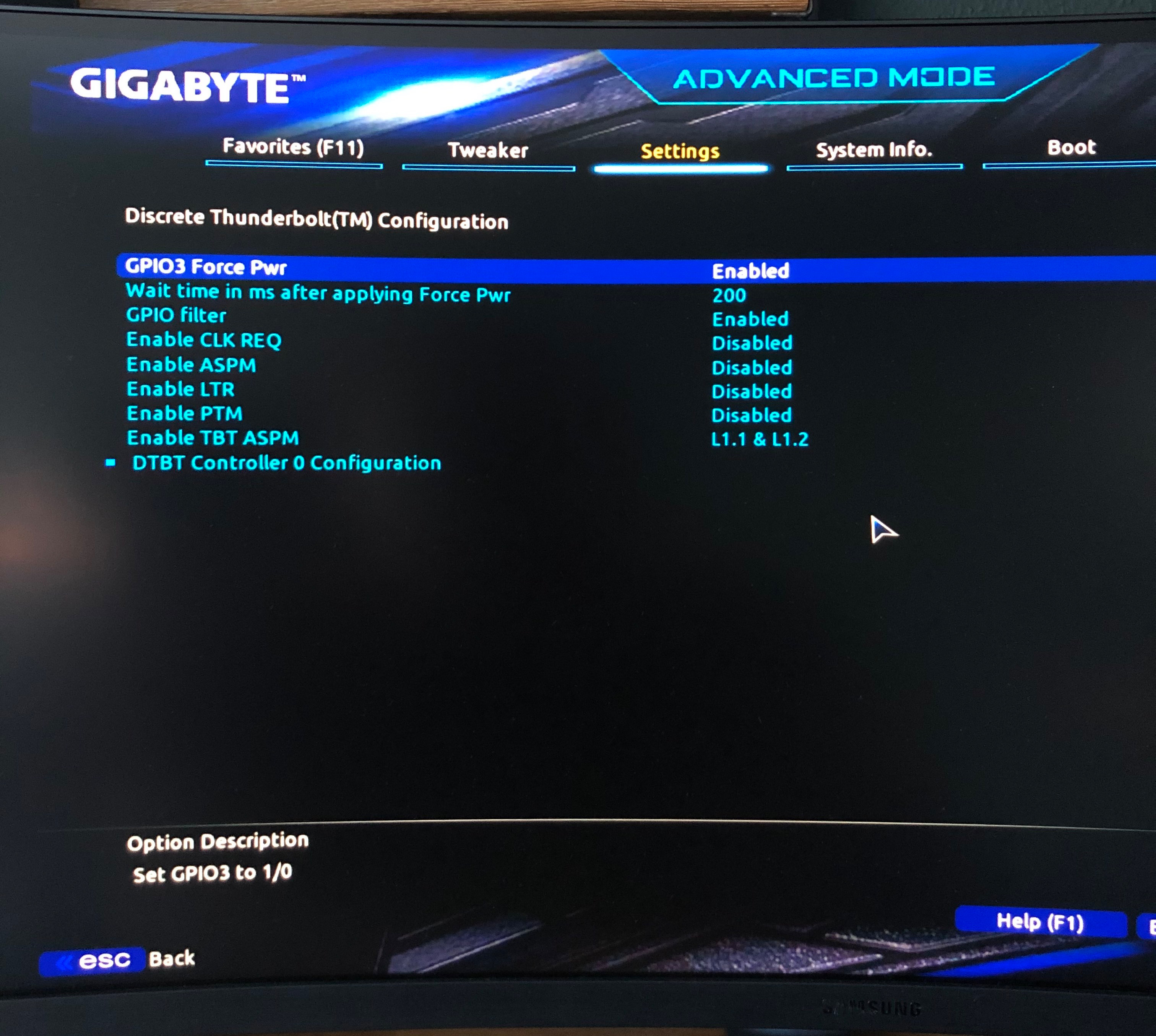 Thunderbolt 3 BIOS settings 2